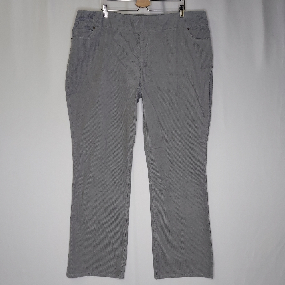 Coldwater Creek Corduroy Pants Womens 24W‎ Pewter Gray Straight Pocket Pull-on